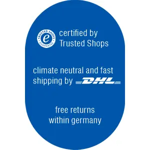 Eiskunstlauf-Shop Benefits: Trusted Shop Certification, fast climate neutral shipping with DHL GoGreen, free returns within Germany