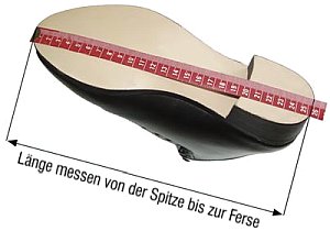 Sohlenlänge eines Schuhs messen